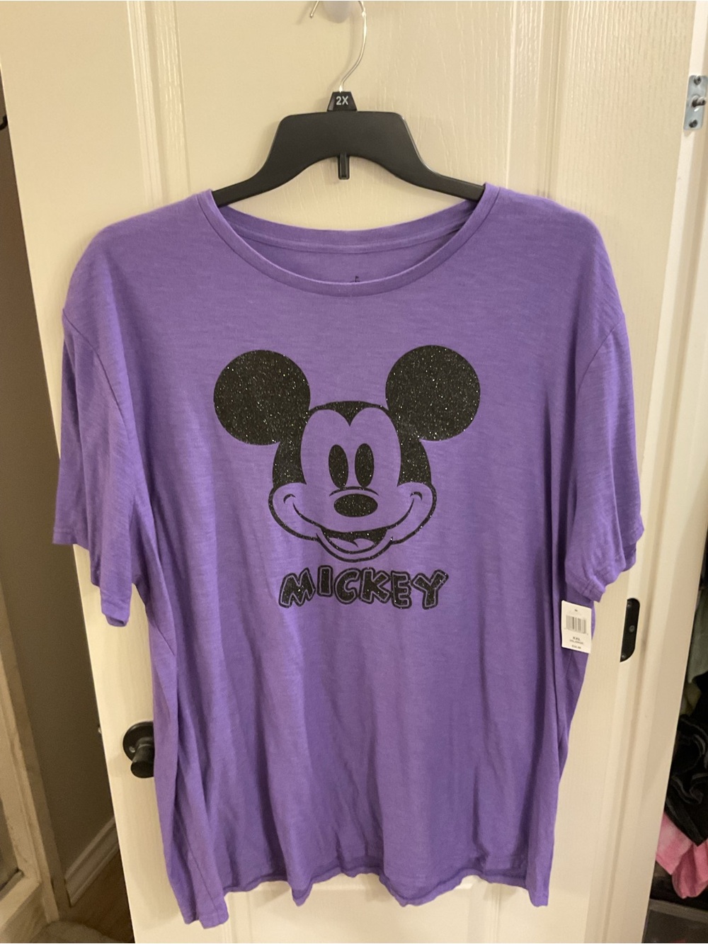 Disney Purple Tee with Glitter Mickey Graphic